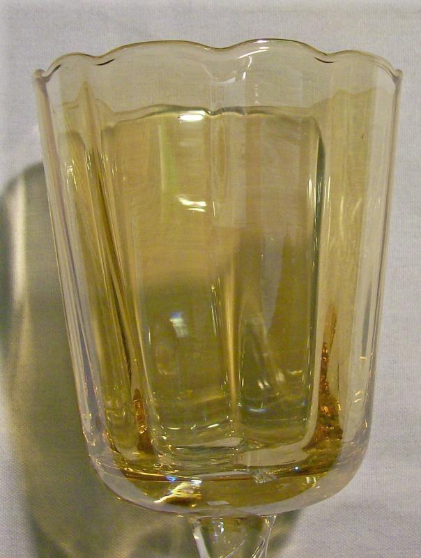 Carnival Glass Goblet with Airtwist Stem