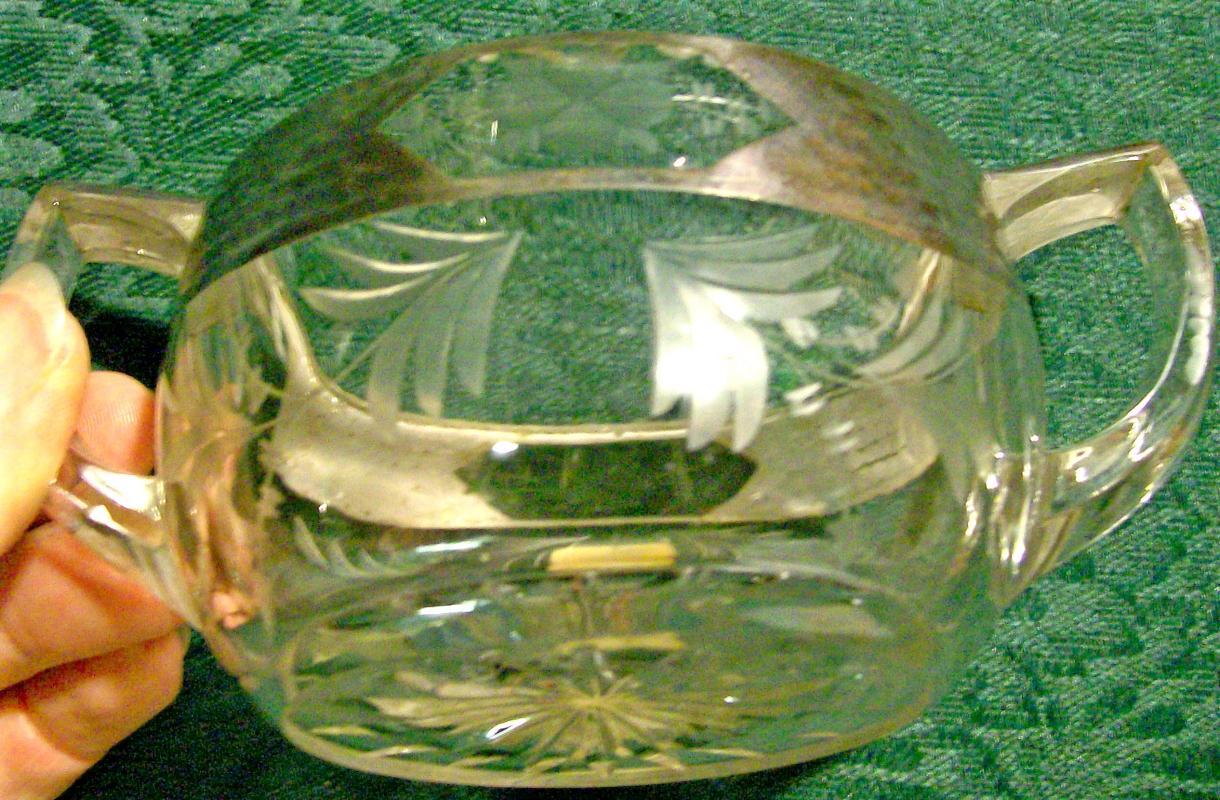 Silver Deposit Cut/Engraved Glass Open Sugar Arts & Crafts Sterling