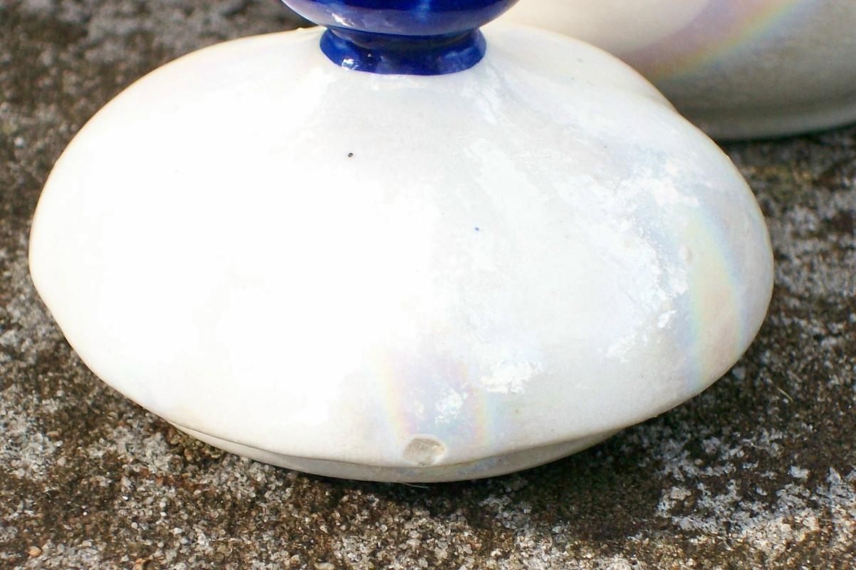Czechoslovakian Teapot: Soap Bubble Luster/ Cobalt Trim