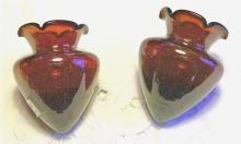Ruby Red Glass Epergne Vase Pair: Early 1900's