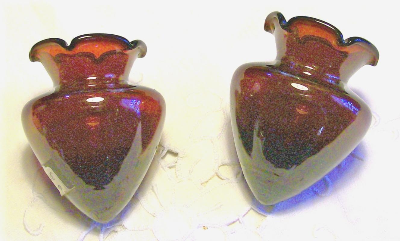 Ruby Red Glass Epergne Vase Pair: Early 1900's