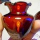 Ruby Red Glass Epergne Vase Pair: Early 1900's