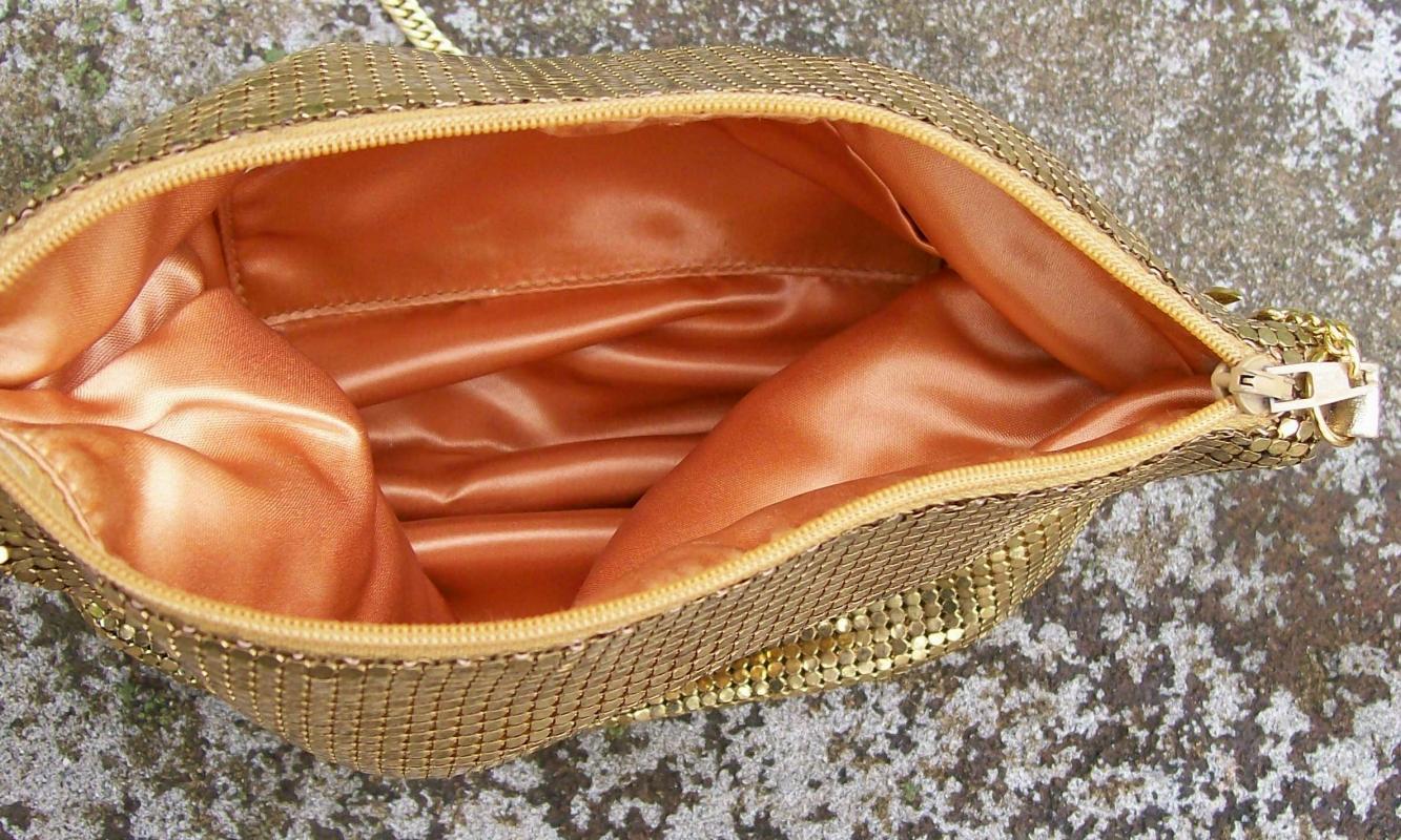 Whiting & Davis Gold Mesh Shoulder Bag with Chain Circa 1950's