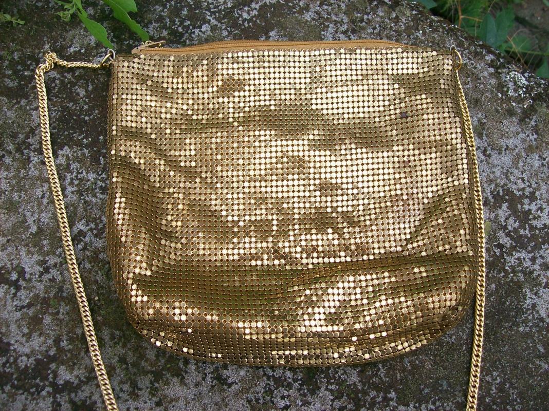 Whiting & Davis Gold Mesh Shoulder Bag with Chain Circa 1950's