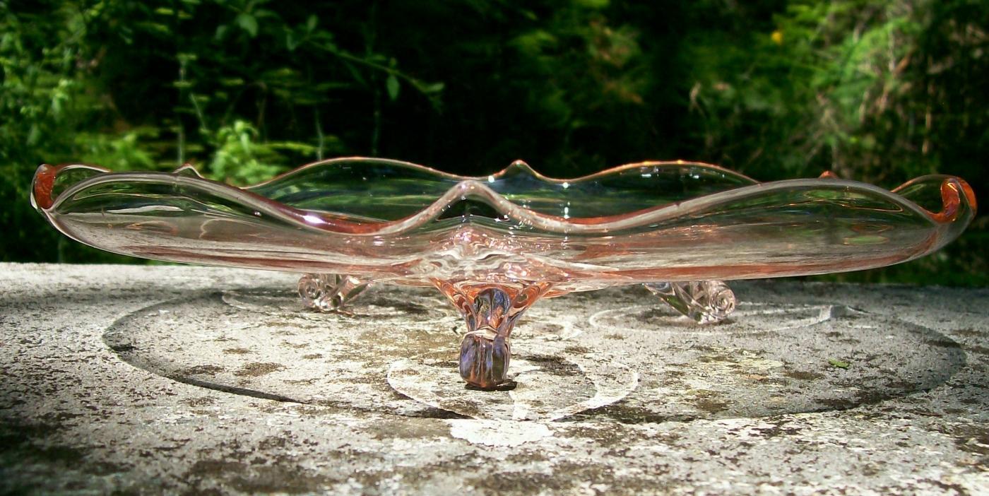 Lancaster Pink Depression Glass Cupped Plate: