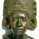 Tropical Hardwood Carving: Bust of Woman with Headdress