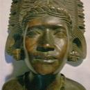 Tropical Hardwood Carving: Bust of Woman with Headdress