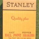 Stanley Ball Point Salt & Pepper Shakers with Box: 1950's Plastic