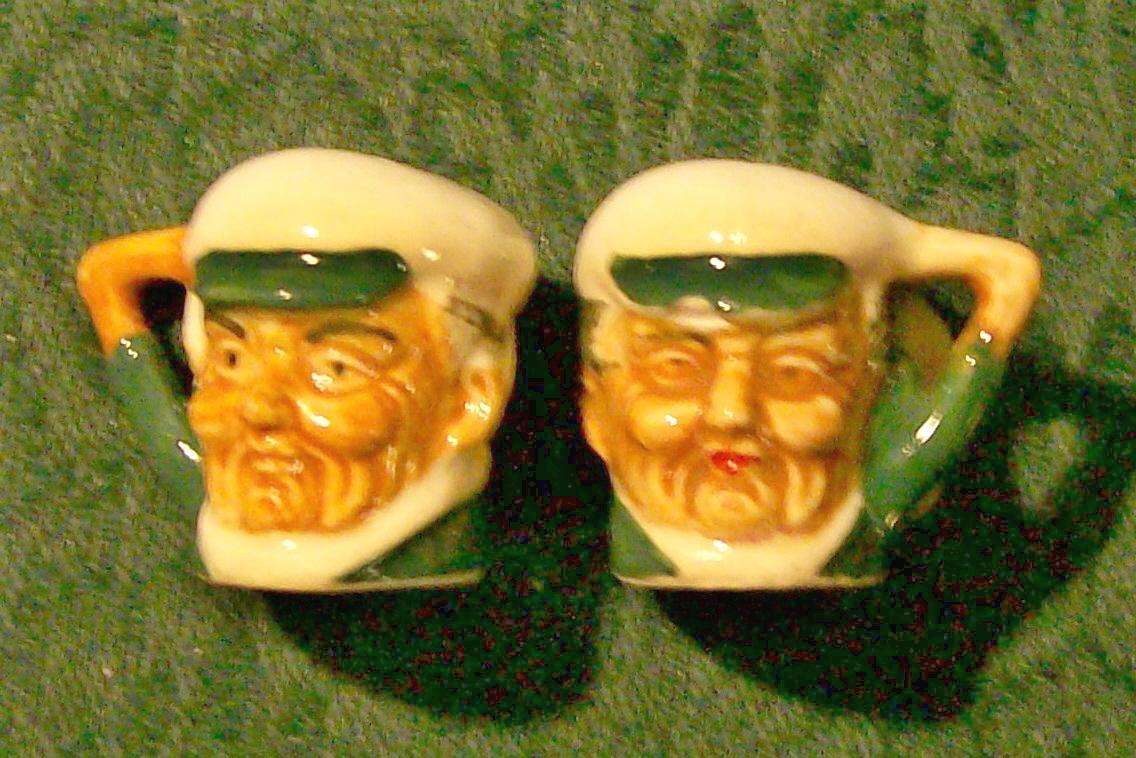 Miniature Toby-style Ceramic Salt & Pepper Shakers: 1930's Japan