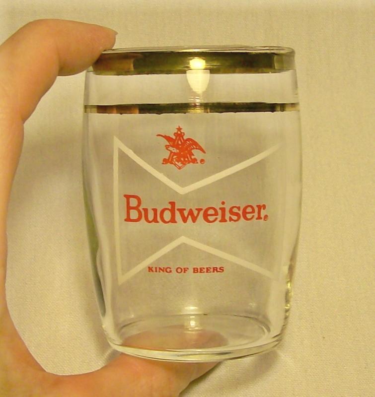 Budweiser Beer Barrel Taster Glass: 1950's Bow-Tie