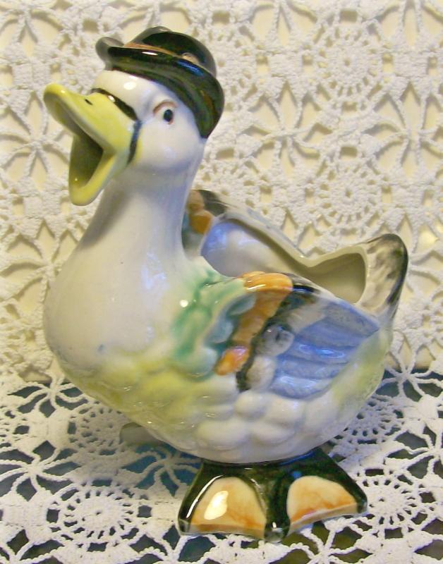 Duck Figural Ceramic Cream Pitcher 1930's Japan Anthropomorphic