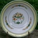 Bavarian Art Nouveau/Deco Ceramic Bowl Flower Comport Center with Green & Yellow Luster Trim
