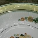 Bavarian Art Nouveau/Deco Ceramic Bowl Flower Comport Center with Green & Yellow Luster Trim