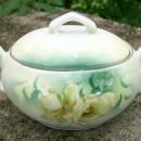 R. S. Germany Porcelain Cream & Sugar Set Ca. 1900 Green & White Poppies