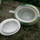 R. S. Germany Porcelain Cream & Sugar Set Ca. 1900 Green & White Poppies