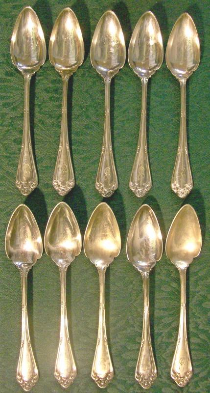 Wallace Astoria Silver-Plate Orange Spoon Set of 10 Ca. 1898 Monogram S