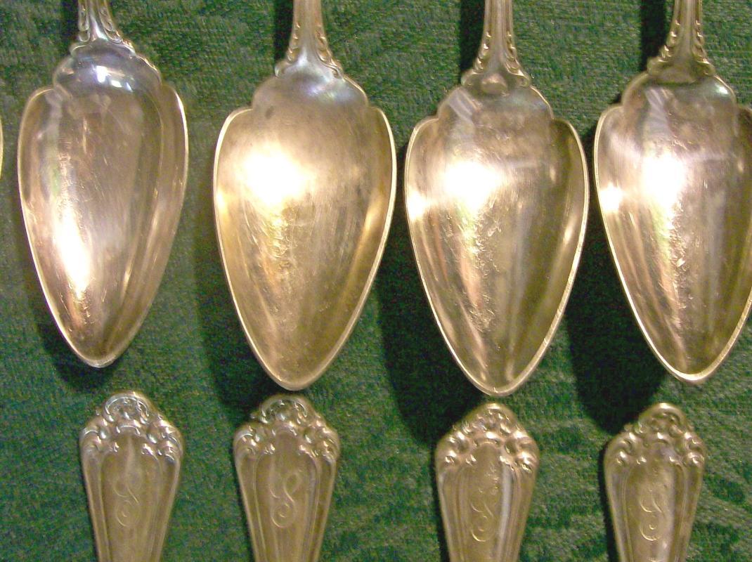 Wallace Astoria Silver-Plate Orange Spoon Set of 10 Ca. 1898 Monogram S