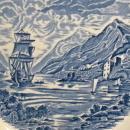 Royal Warwick Lochs of Scotland Ceramic Plate Set of 6 Blue & White 9.75