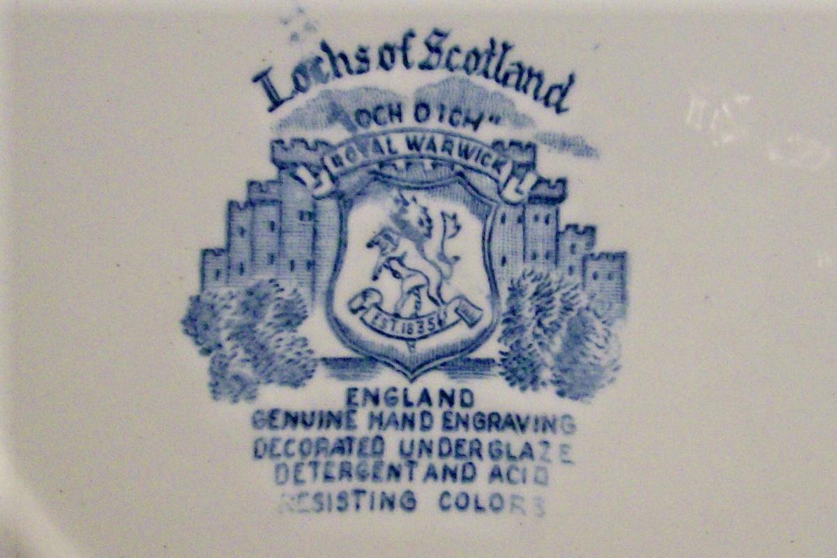 Royal Warwick Lochs of Scotland Ceramic Plate Set of 6 Blue & White 9.75