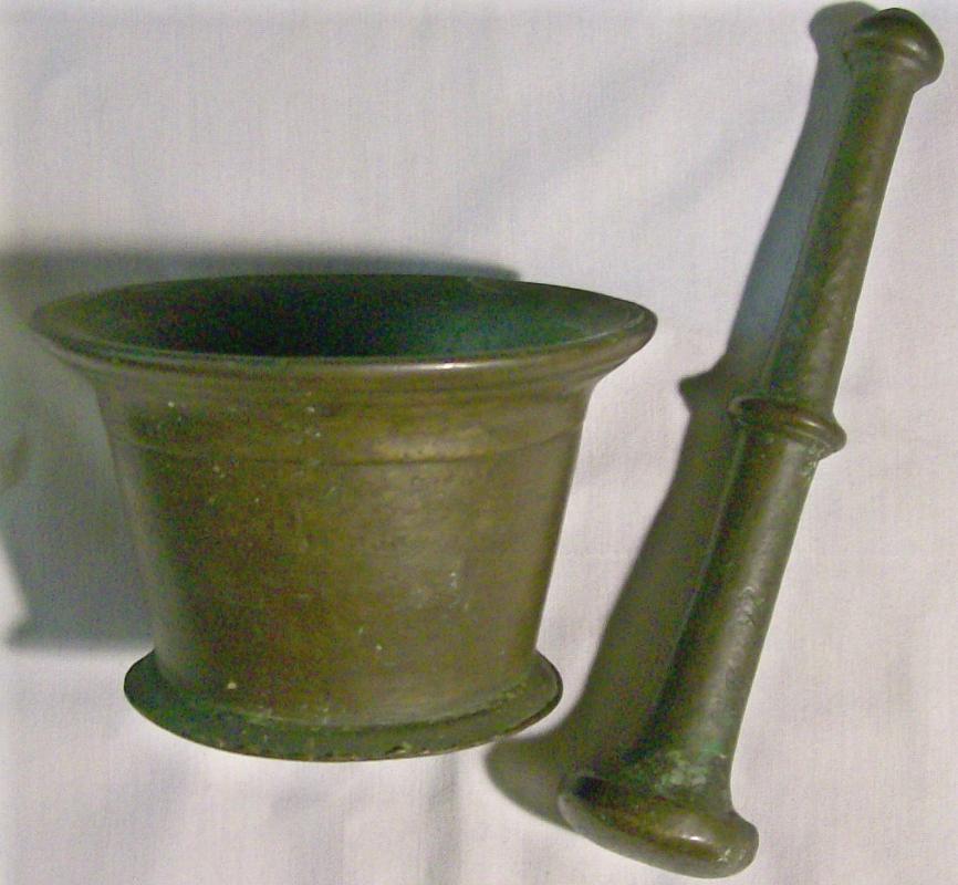 Bronze Mortar & Pestle Set 1800's Apothecary