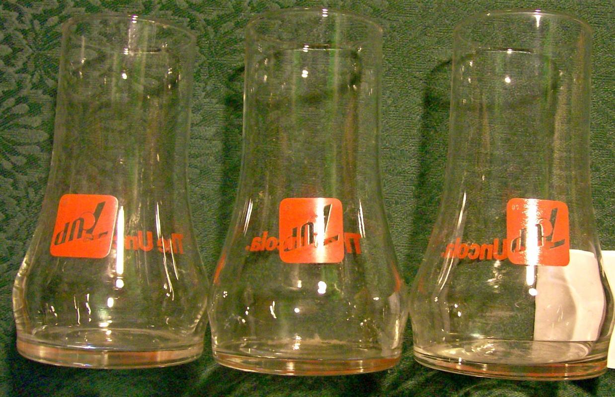 7-Up Advertising Glass Tumbler Set of 3 Ca. 1970's