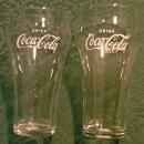 Coca-Cola Advertising Glass Tumbler Pair 1940's-60's Soda Fountain