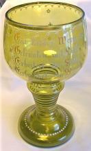 German Roemer Blown Glass Goblet with Enamel Phrase/Decoration 10
