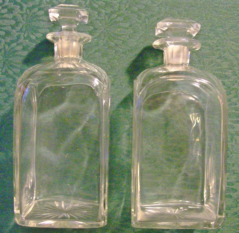 Cut Crystal Decanter Pair Ca. 1900 Clear Barware