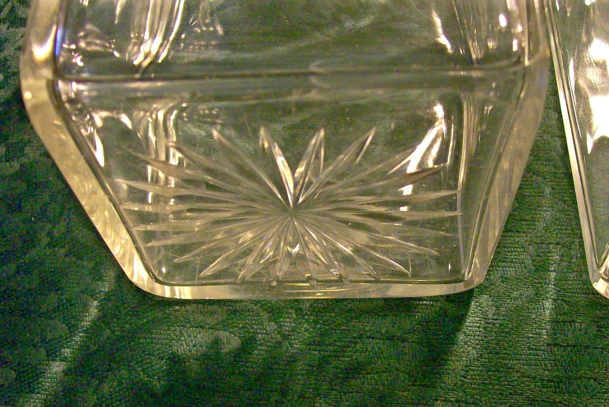 Cut Crystal Decanter Pair Ca. 1900 Clear Barware