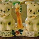 Puppy Dog Ceramic Salt & Pepper Shakers with Tray Ca. 1930's
