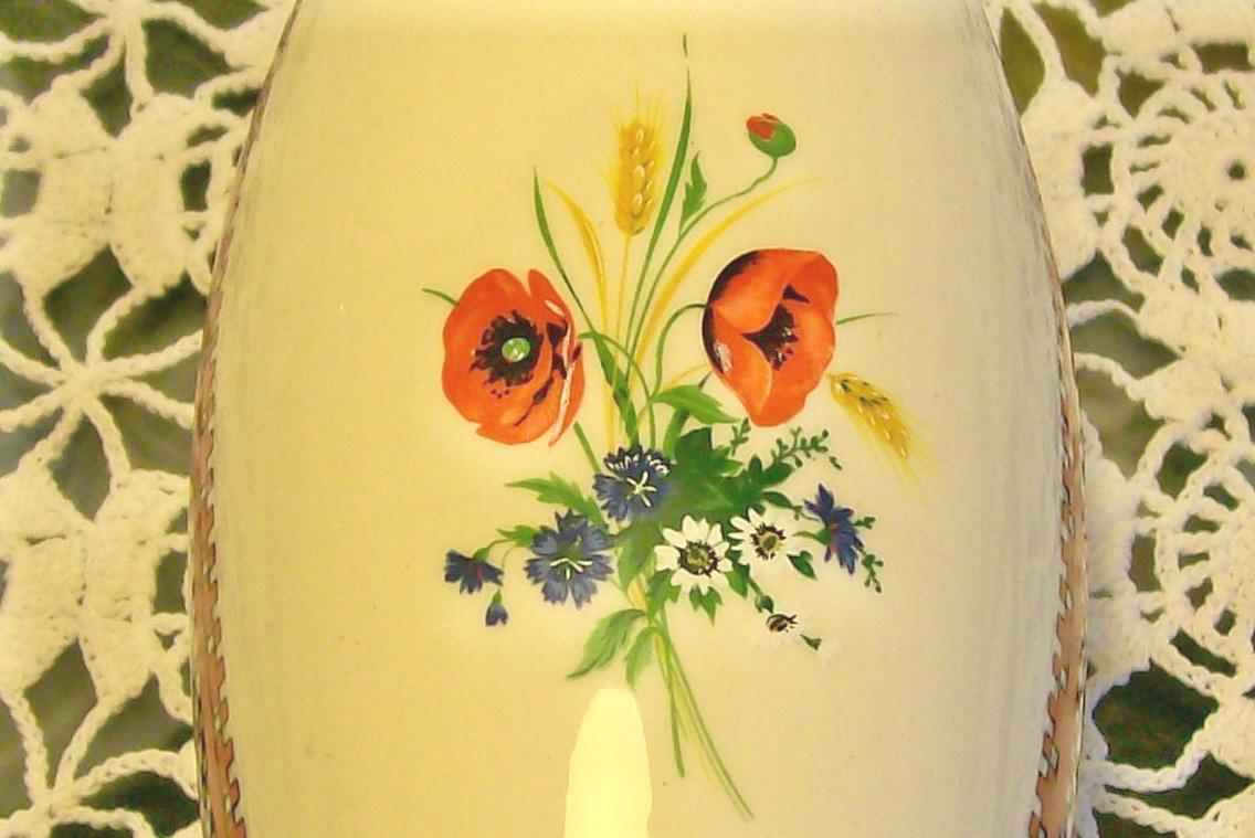 Ukranian Red Poppy Ceramic Vase Red/Black Border Print 6.75
