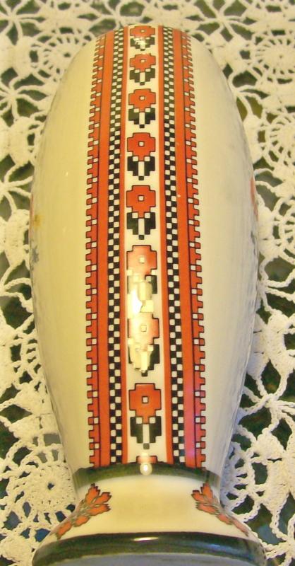 Ukranian Red Poppy Ceramic Vase Red/Black Border Print 6.75