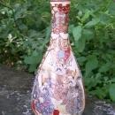 Japanese Satsuma Ceramic Bottle Vase with Students Late 1800's Marked 8.25