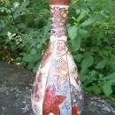 Japanese Satsuma Ceramic Bottle Vase with Students Late 1800's Marked 8.25