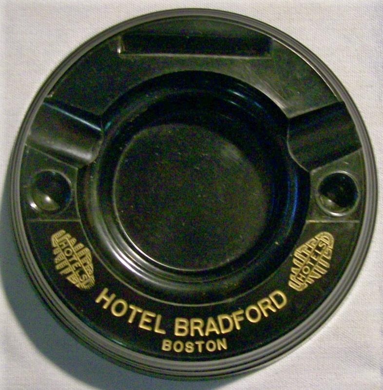 Hotel Bradford Black Bakelite Advertising Ashtray Boston 1930+