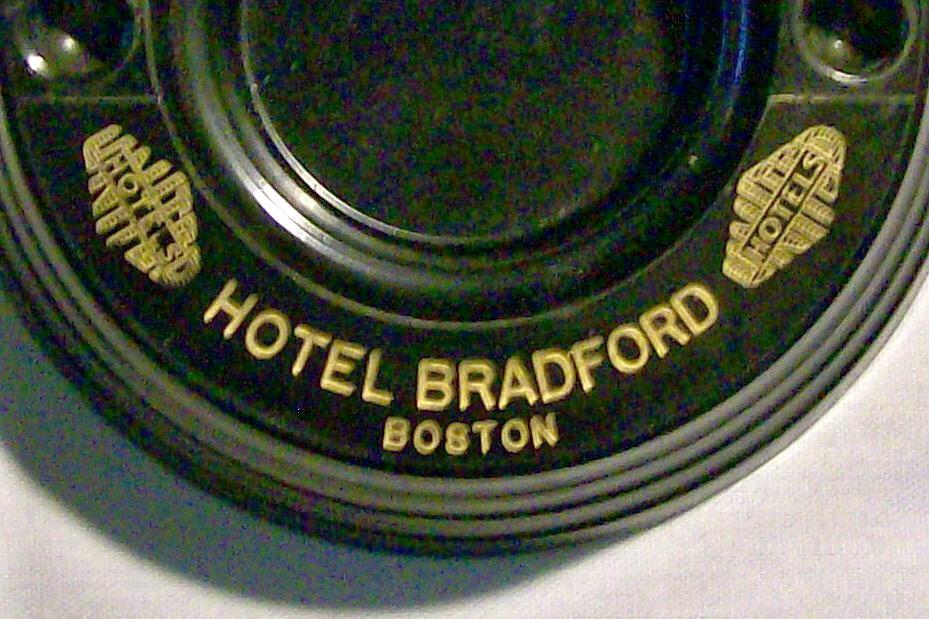 Hotel Bradford Black Bakelite Advertising Ashtray Boston 1930+