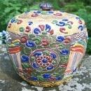 Japanese Satsuma Moriage Ceramic Jar & Lid Warlords 1850's-60's Tobacco or Tea