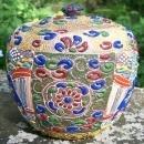 Japanese Satsuma Moriage Ceramic Jar & Lid Warlords 1850's-60's Tobacco or Tea