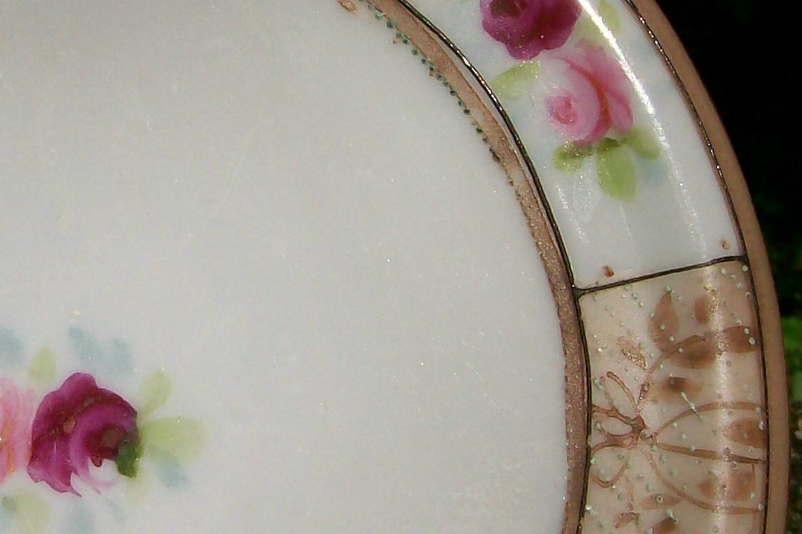 Noritake Nippon Ceramic Tea Tile/Trivet Pink & Red Roses Brown Trim
