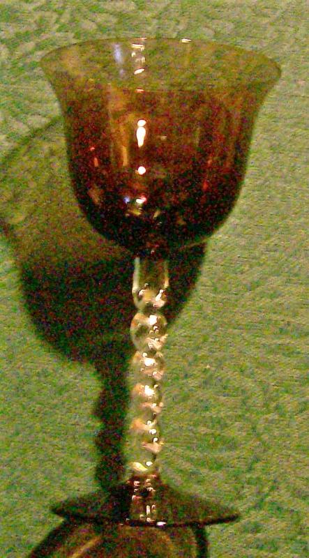 Purple/Amethyst Blown Glass Cocktail with Clear Twisted Stem 5 7/8