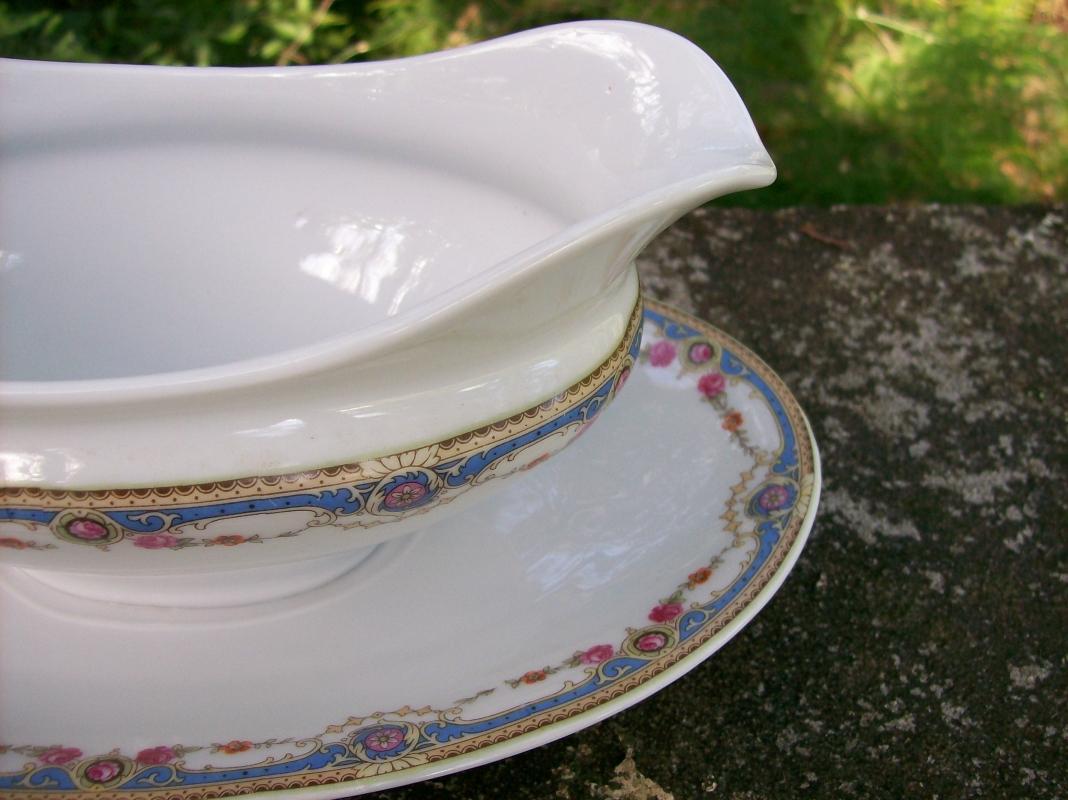 Bloch & Co. Czech Ceramic Gravy with Attached Tray 1923-40