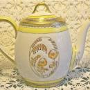 Art Deco Limoges Porcelain Teapot Orange Floral 5.5