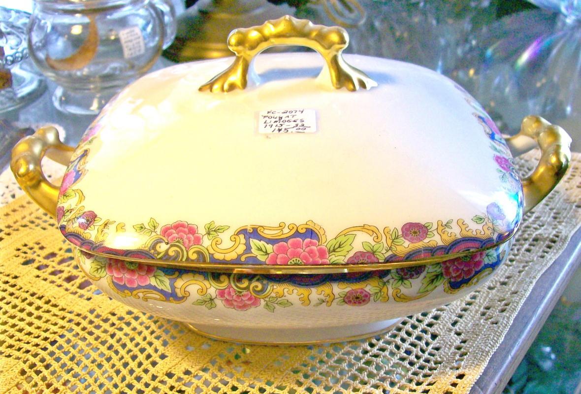 Pouyat Limoges Porcelain Square Covered Vegetable Bowl 1915-32