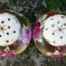 Bavarian Porcelain Salt & Pepper Shakers Hand-Painted Roses Ca. 1900 2.75