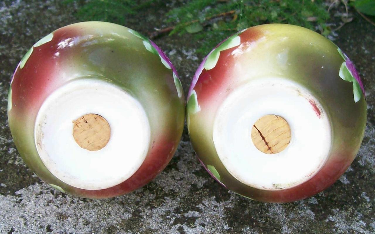 Bavarian Porcelain Salt & Pepper Shakers Hand-Painted Roses Ca. 1900 2.75