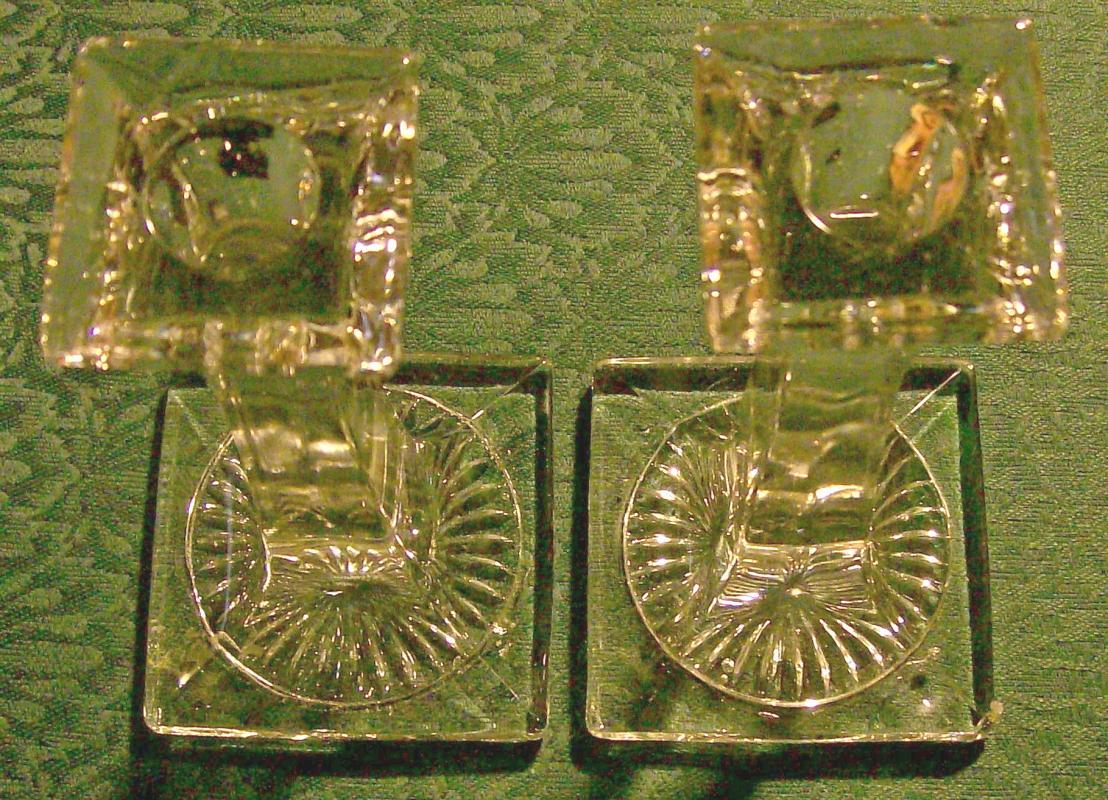 1920's Clear Glass Candlestick Pair New Martinsville/Paden City Tall Column 7