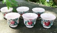 Deruta Italy Faience Ceramic Demitasse Cup Set/6 HP Floral