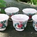 Deruta Italy Faience Ceramic Demitasse Cup Set/6 HP Floral
