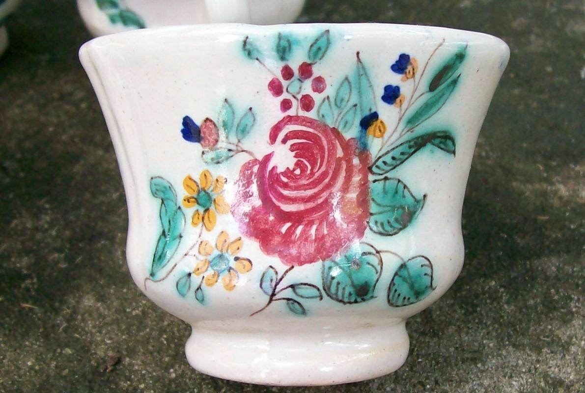 Deruta Italy Faience Ceramic Demitasse Cup Set/6 HP Floral