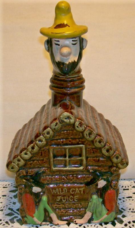 Hillbilly Wild Cat Juice Ceramic Liquor Decanter 1950s Dixie Japan